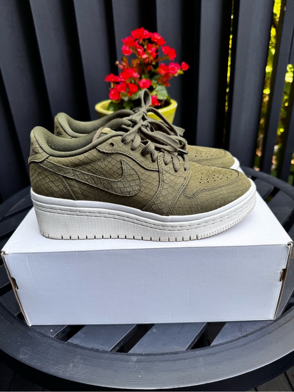 Nike Olive Green Textured Suede Sneakers